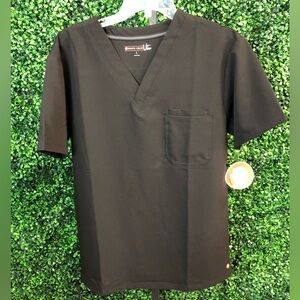 NWT White Cross Mens Black V Neck Scrub Top Size Large